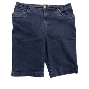 Gloria Vanderbilt Shorts Women 14 Amanda Bermuda Denim Jean Jorts Dark Wash